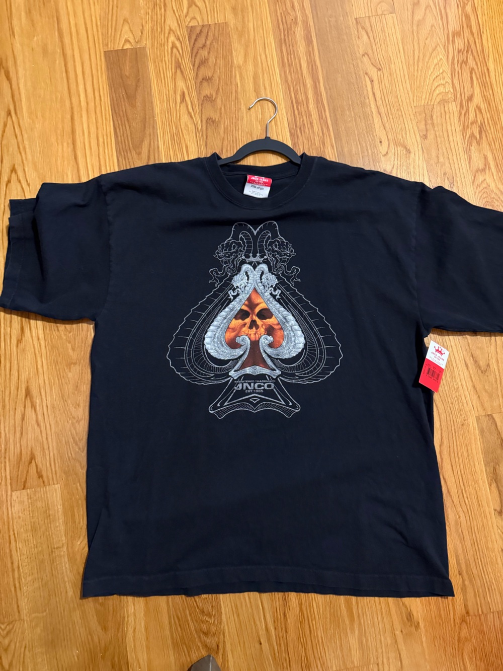 Jnco AUTHENTIC Black Graphic VINTAGE NWT Skull T-Shirt L XL